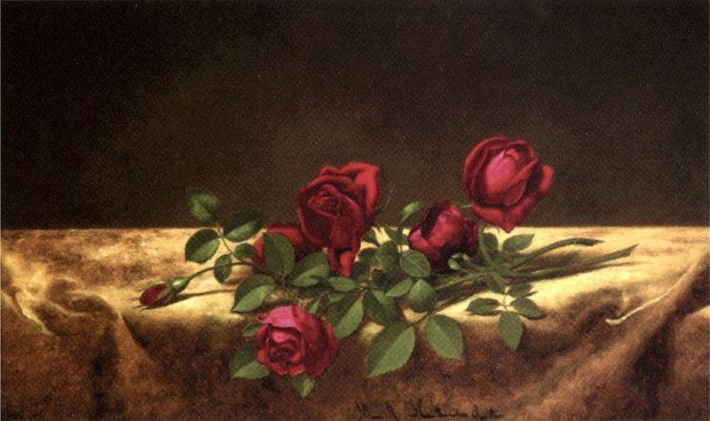 Martin Johnson Heade Roses Lying on Gold Velvet oil painting image